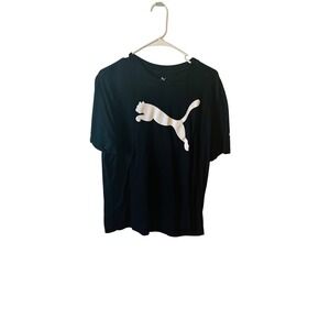 Puma Black T Shirt Mens‎ Large Crew Neck Short Sleeve Logo Graphic